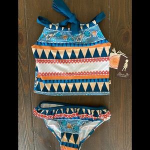 Floatimini Little Girls Aztec Halter Neck Tankini